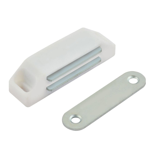 Защелка магнитная мебельная средняя белая (Китай)  (50/1200)