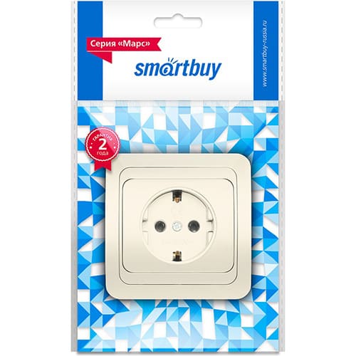 Розетка 1-местная с заземлением 16А бежевая, керамика "Марс" (SBE-02i-16-S1-Z-c)