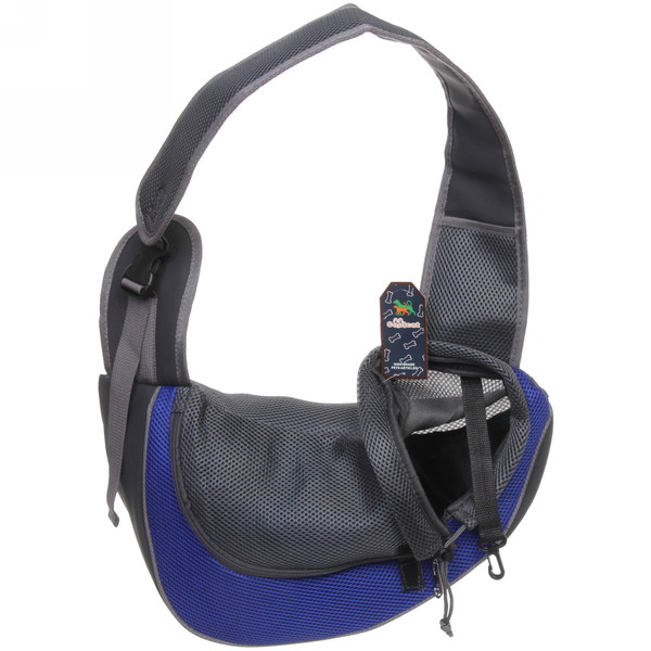 Сумка - переноска для животных через плечо "ЛЮБИМЫЙ БРО, цвет синий, 45*13см (Лейбл)