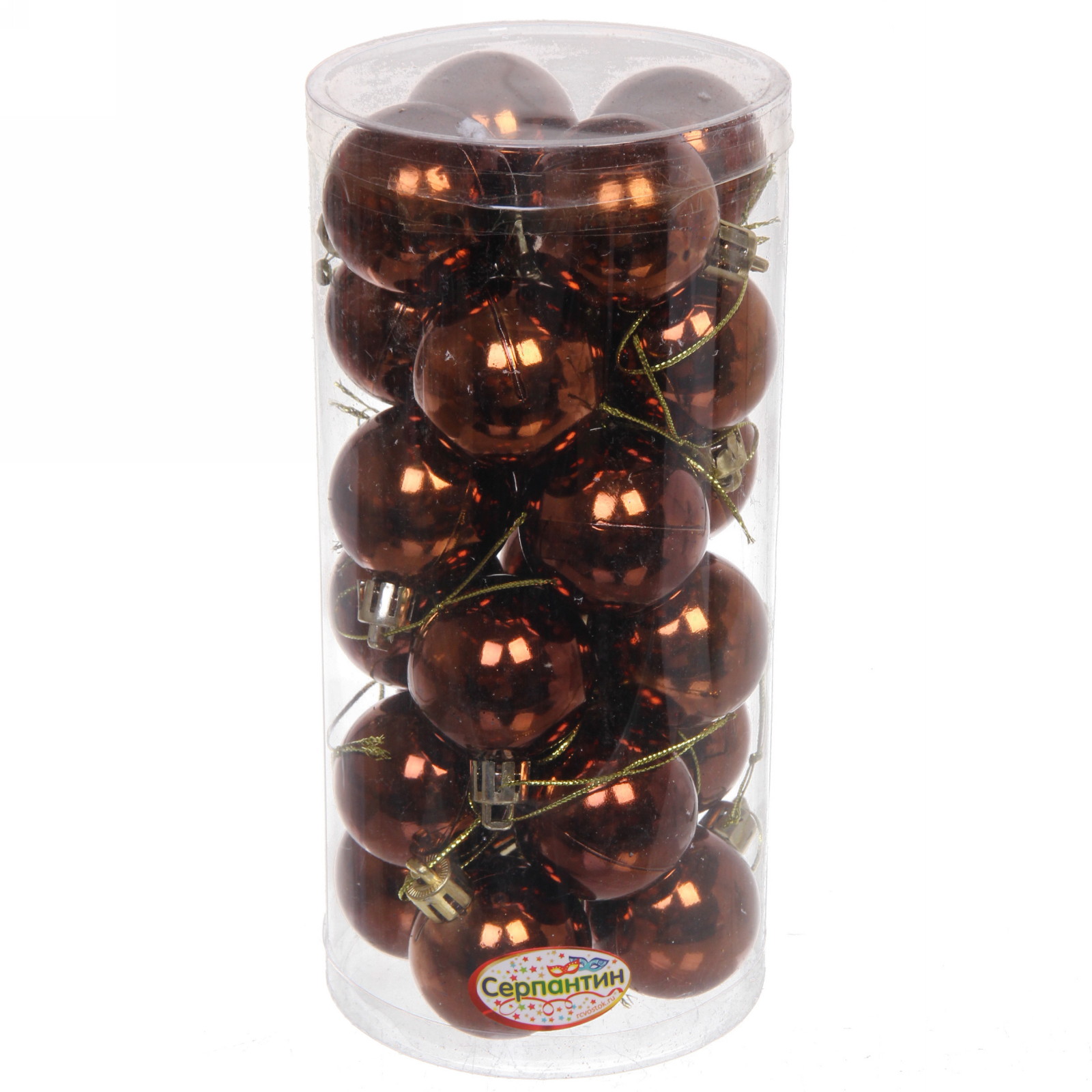 Новогодние шары 4 см (набор 24 шт) "Глянец", шоколад