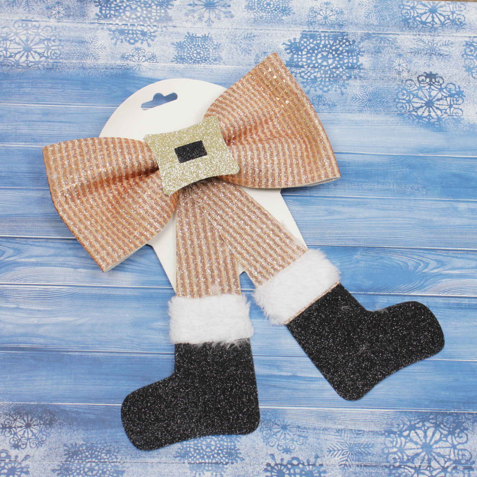 Бант на ёлку "Веселье" 20*24 см, Шампань