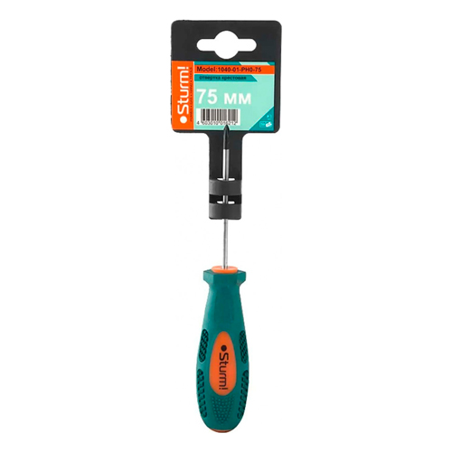 Отвертка крестовая мангнитный наконечник эргономичная ручка PH0х75 мм Sturm 1040-01-PH0-75