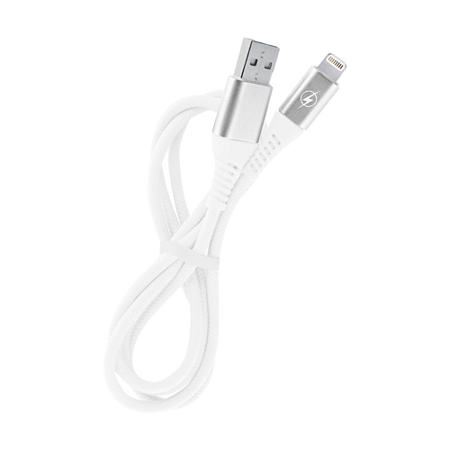 Дата-кабель Smartbuy 8pin кабель в резин. оплетке Gear, 1м. мет.након., <2А, бел.(iK-512ERG white)