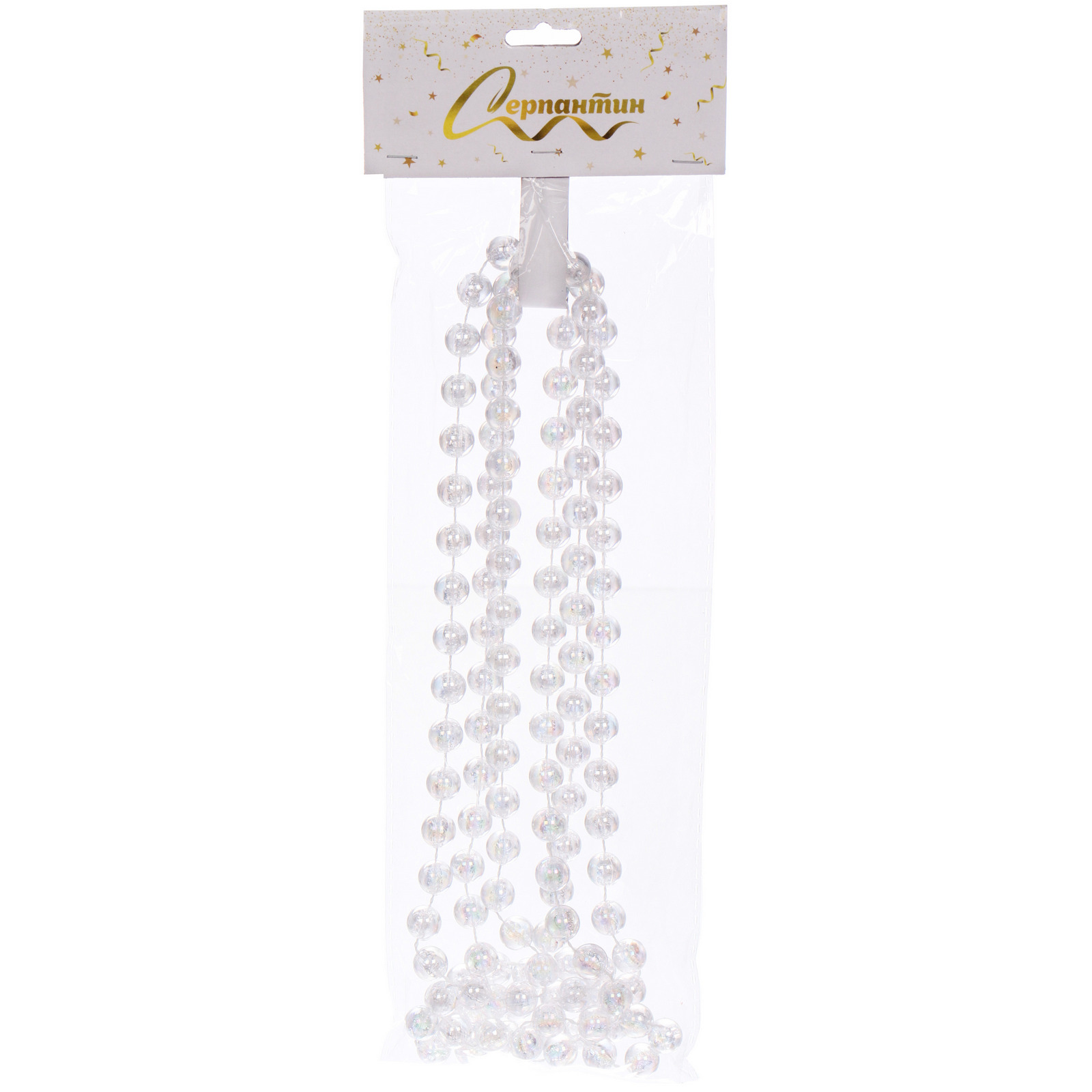 Бусы на ёлку 2,0 м "Шарик крупный" d-12 мм, Перламутр