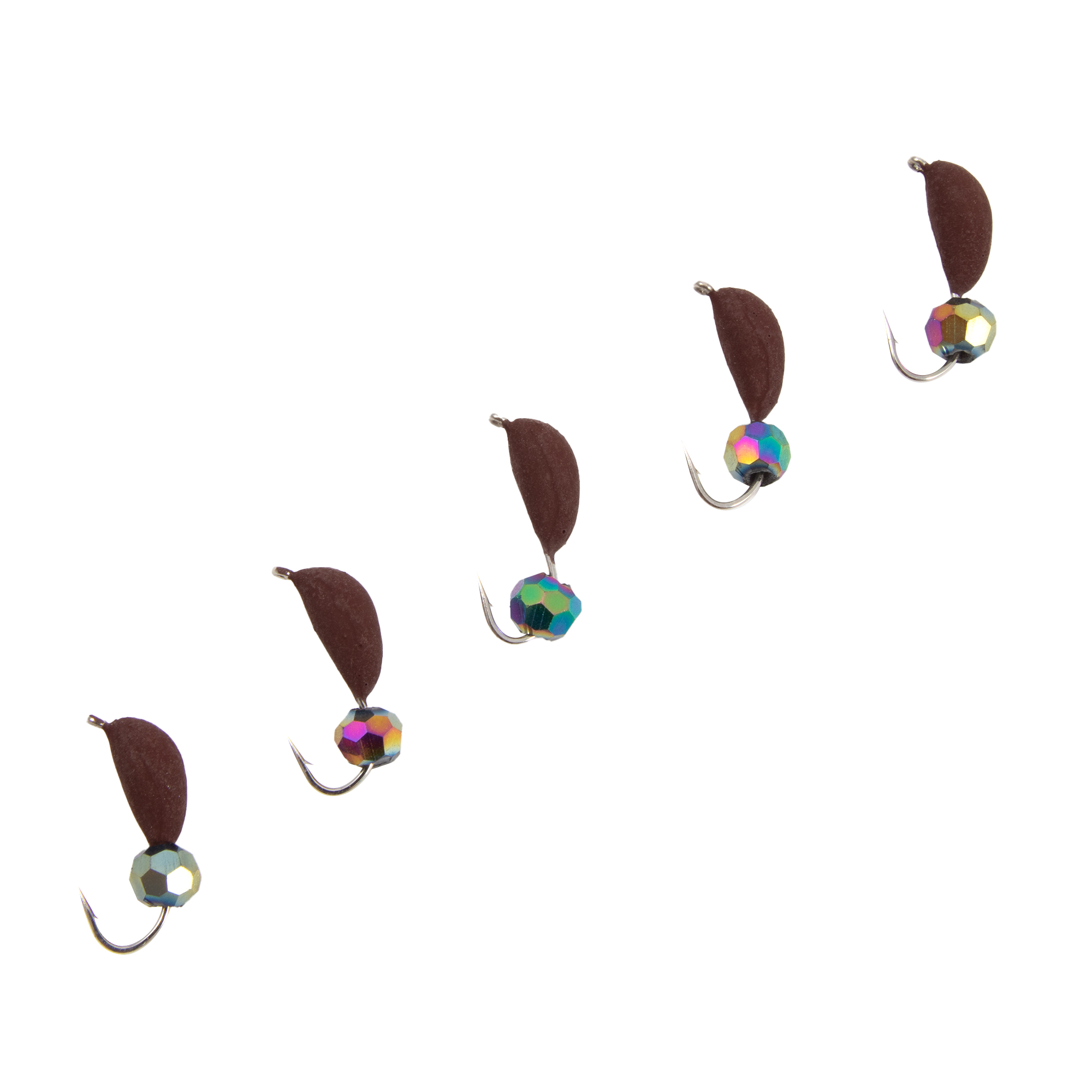 Мормышка безнасад. ЯМАН "Банан" матовый шоколад, d-4 мм, вес 1 г, кристалл хамелеон (уп.5 шт)