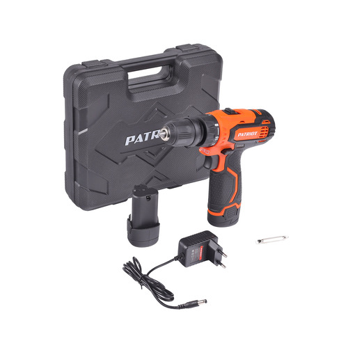 Дрель-шуруповерт аккумуляторная PATRIOT BR 115 Li, две АКБ Li-Ion 12 В, 2 Ач, съемный патрон,1/4 HEX, 2 скорости, кейс