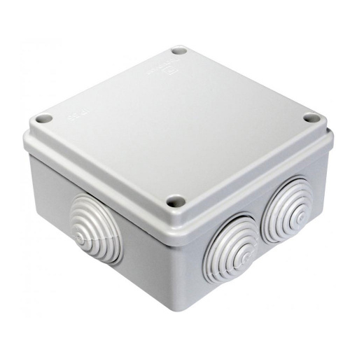 Коробка распаяч. для открыт. проводки 100*100*50мм (квад.), 8 входов ( гермовводы), IP4 (5/60)