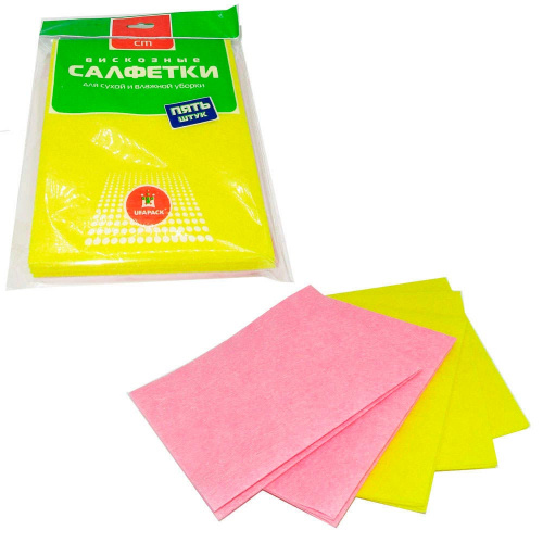 Салфетка универсальная вискозная 5шт, 38*30см (5/20)