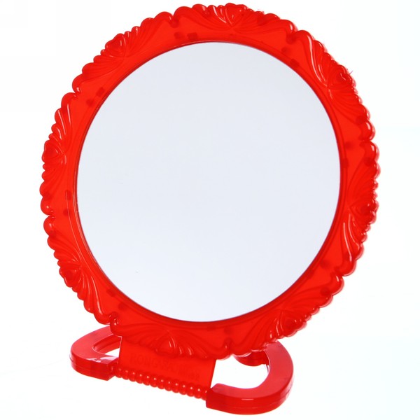 Зеркало настольное в пластиковой оправе "Ажурный кант" круг, подвесное, цвет микс, d-15см (Стикер на минивложение10шт)