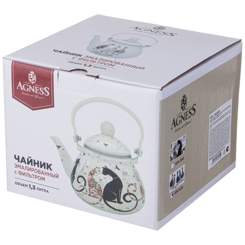 ЧАЙНИК AGNESS ЭМАЛИРОВАННЫЙ СЕРИЯ, FAMILY FARM,  1, 3 Л