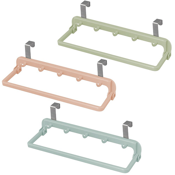 Держатель навесной для кухонных полотенец с 5 крючками. Размер 25,5х7х8см. 3цв 