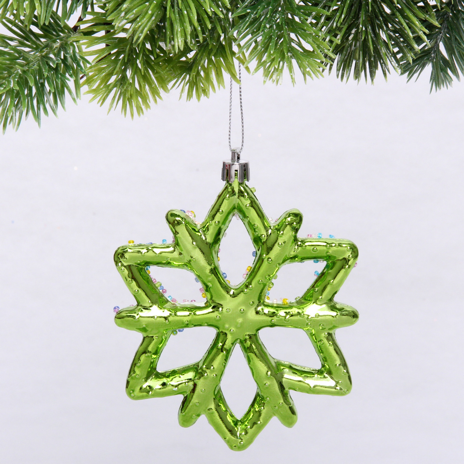 Елочная игрушка "Зимняя снежинка" 10*1*12 см, зеленый
