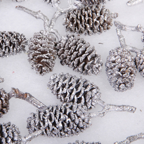 Композиция для декора "Блестящие шишки" 11*11*12 см (150 гр), серебро