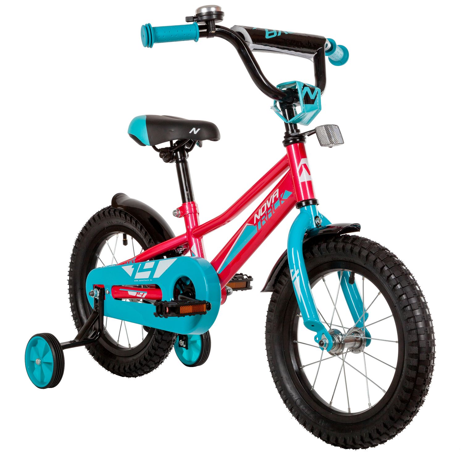 Велосипед NOVATRACK 14" VALIANT фуксия, полная защита цепи,тормоз нож, короткие крылья