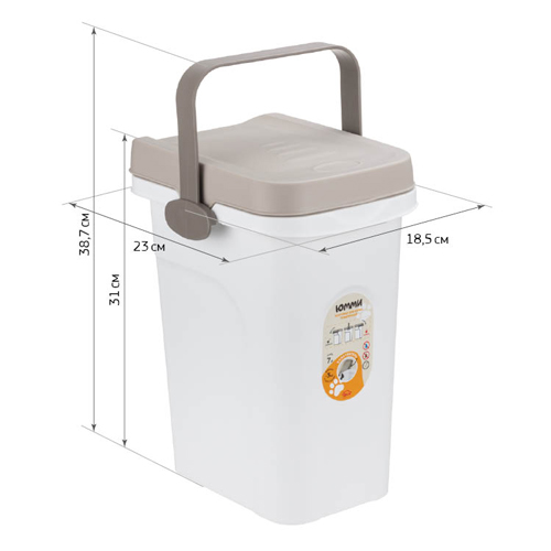 Контейнер для корма 7 л IDEA ЮММИ М 1800, герметичный, капучино