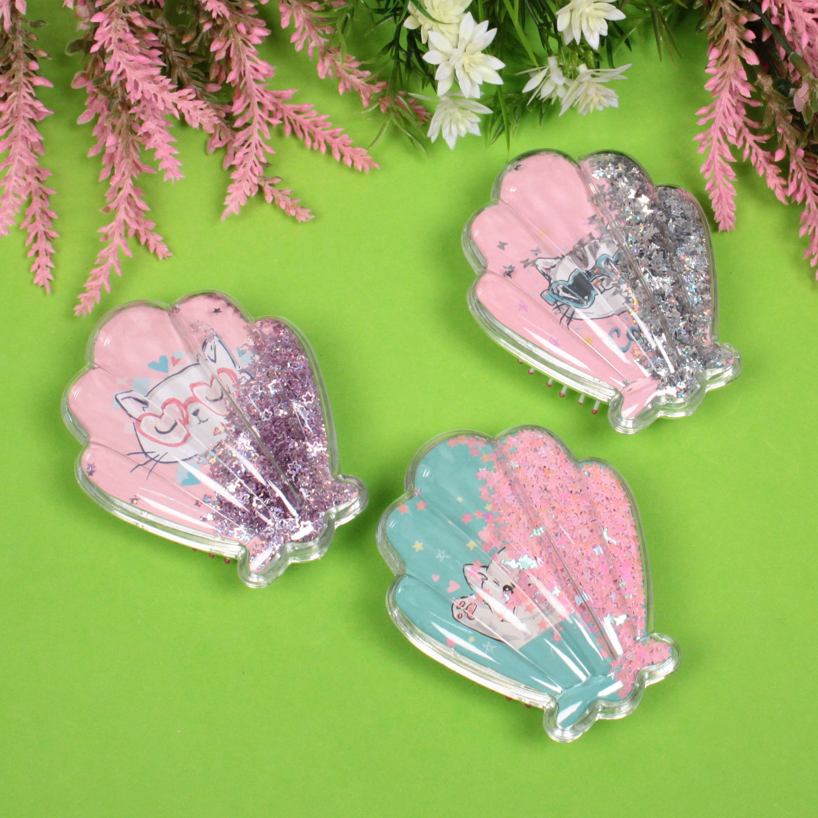 Расческа массажная детская "Seashell - Котик Луи", 9*11 см (коробка PVC)