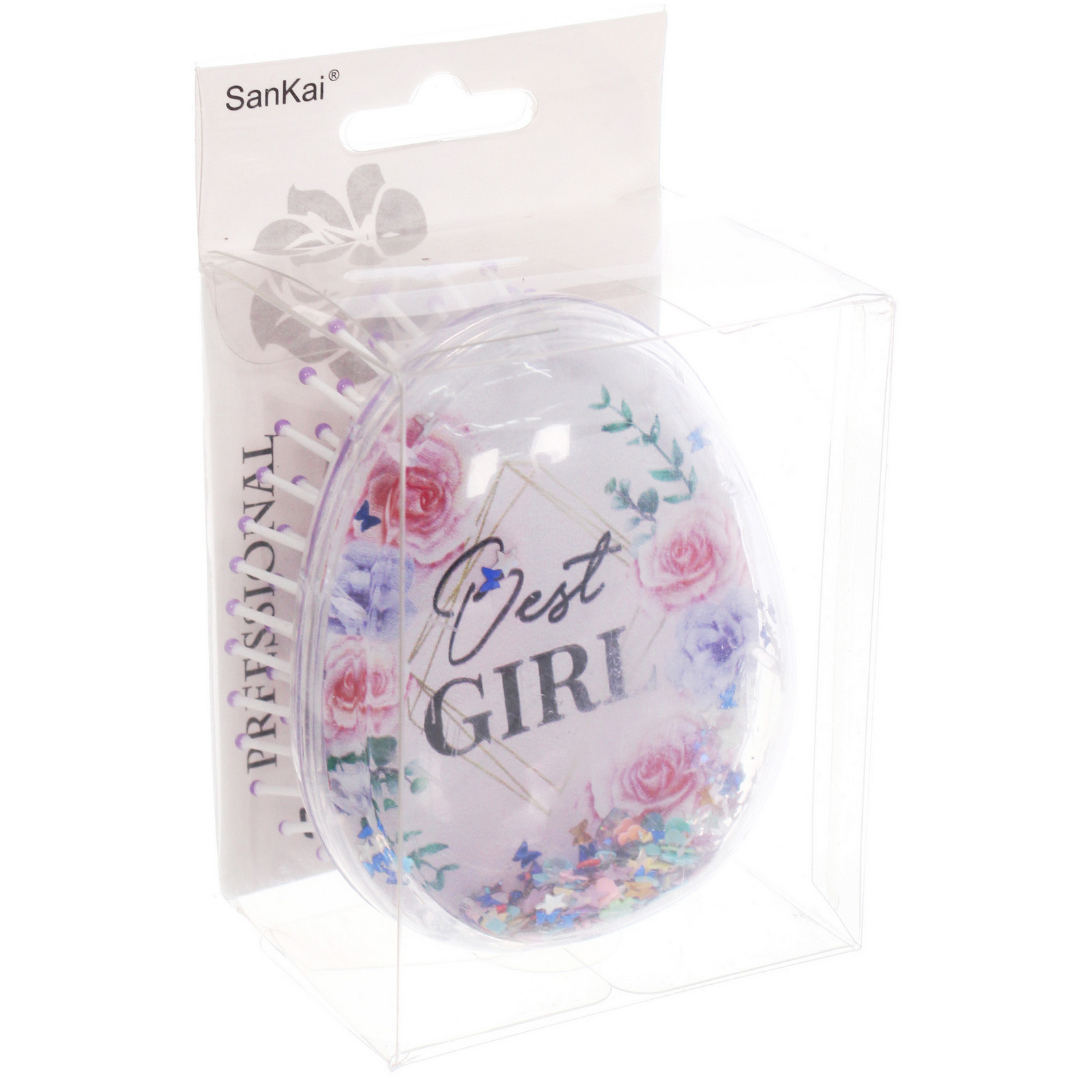 Расческа массажная  "ТРАТТИ БУМ", Лучшая Девушка, 6*9 см (коробка PVC / разработка РЦ Восток)