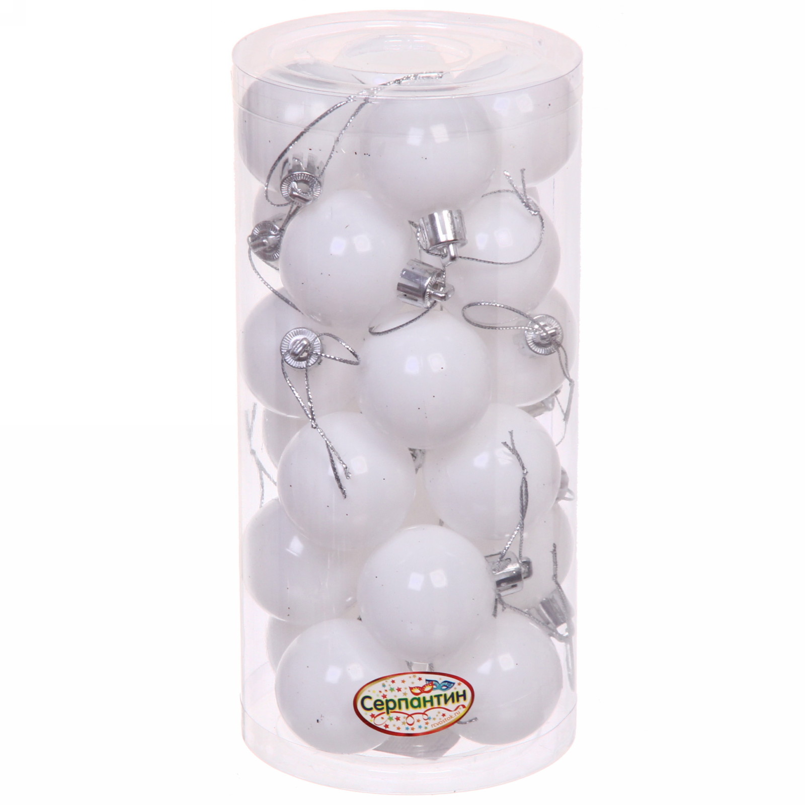 Новогодние шары 4 см (набор 24 шт) "Глянец", белый