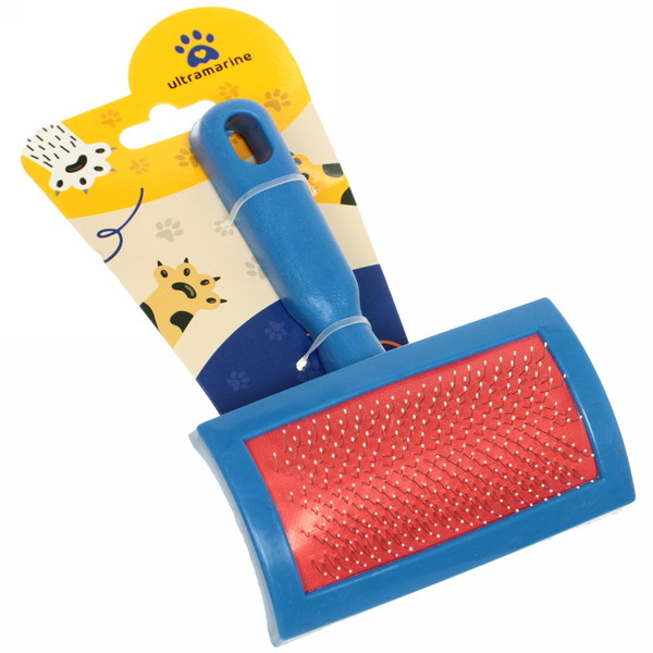 Расческа-пуходерка для кошек и собак "Пушок" 16см цвет синий Ультрамарин