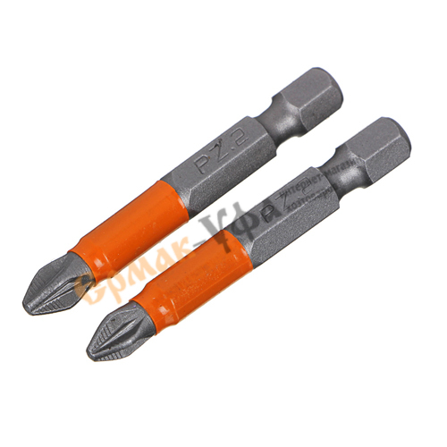 Биты PZ2 50мм ЕРМАК ПРОФИ, PZ2, 50мм, сталь S2, 2 шт.(1/500)