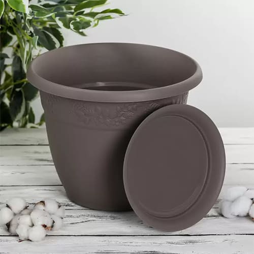 Горшок для цветов Рябина d-310мм 10л с поддоном Французский серый (1/10)