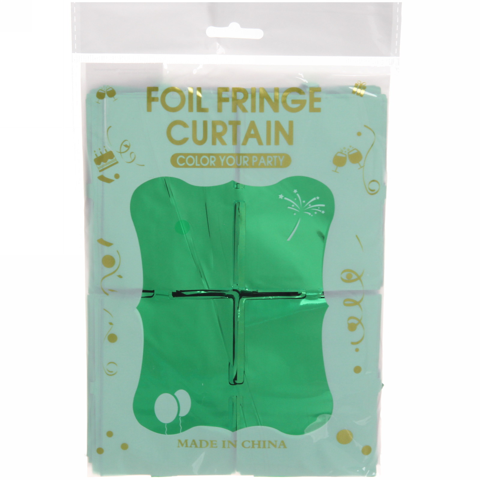 Занавес фольгированный "Прямоугольник" ш1м, в2м (глянец), изумруд