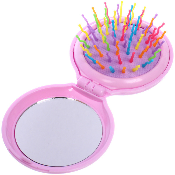 Расческа массажная складная "АМОР", микс 4 дизайна, 6,5*2см (PVC коробка)