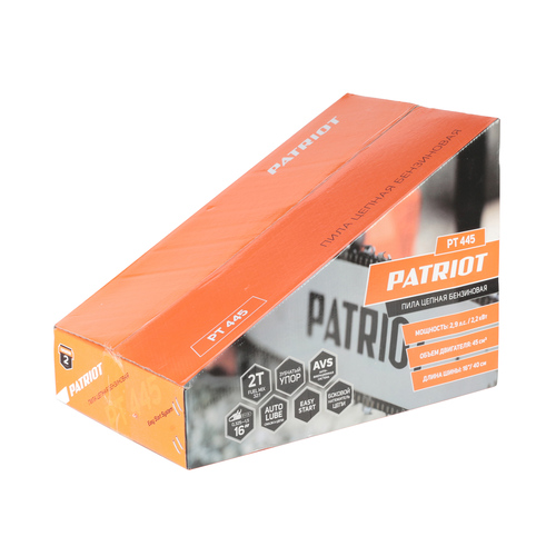 Пила цепная бензиновая PATRIOT PT 445,  2.9 л.с, шина 16", Easy Start