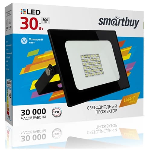 Прожектор светодиодный, LED, FL SMD LIGHT Smartbuy-30W/6500K/IP65, SBL-FLLight-30-65K, 1/80