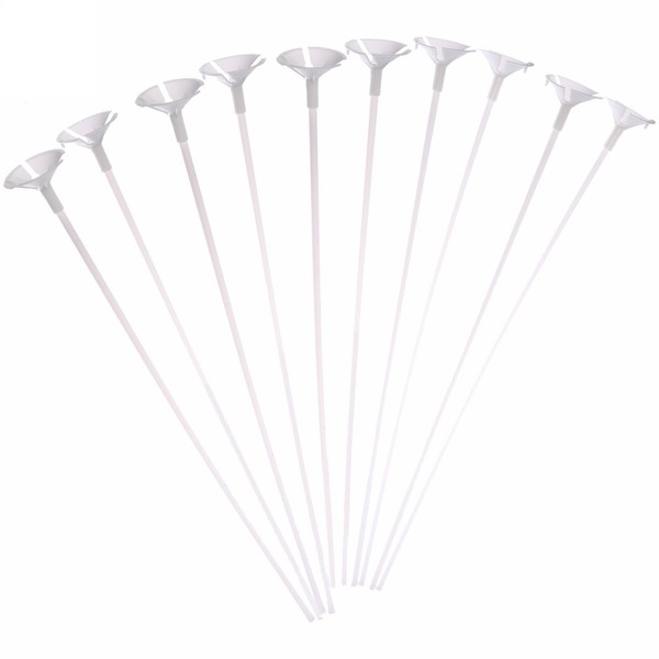 Набор палочек для шариков воздушных с держателем, 42 см (10 шт), белый
