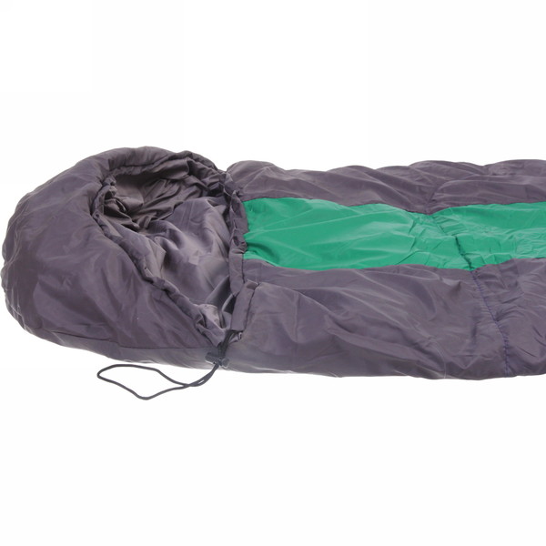 Спальник одеяло с капюшоном 210*70см 1400гр серо-зелёный +0С