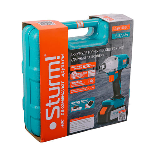 Гайковерт ударный б/щ CD20350BLC, 18В, 1*3,0А·ч, 1BatterySystem, STURM