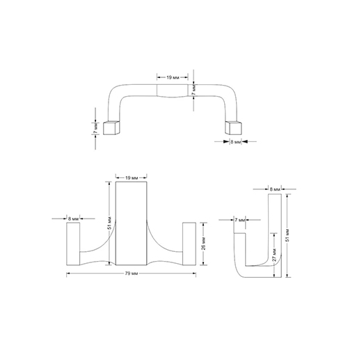 Крючок мебельный Trodos "ZY-214" 1-рожковый, сплав ЦАМ, золото, хедер