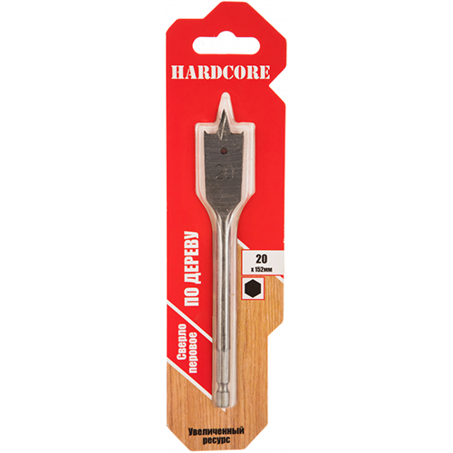 Сверло по дереву перовое 20х152мм с подрезателями Hardcore  (5/360)