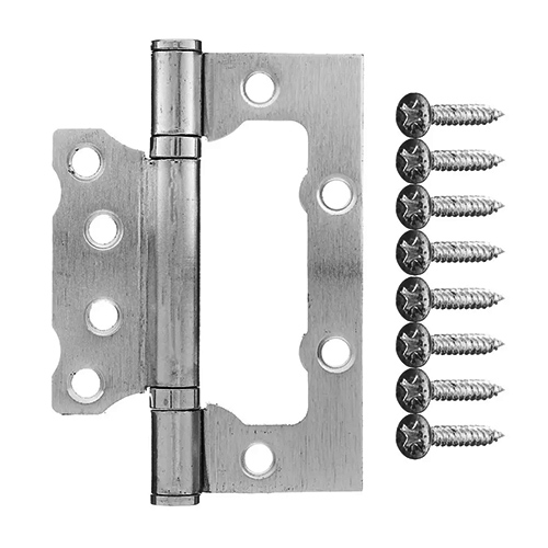 Петля дверная накладная бабочка 4х3 2,2мм pb без врезки хром, цена за штуку, арт. 2, 1/100