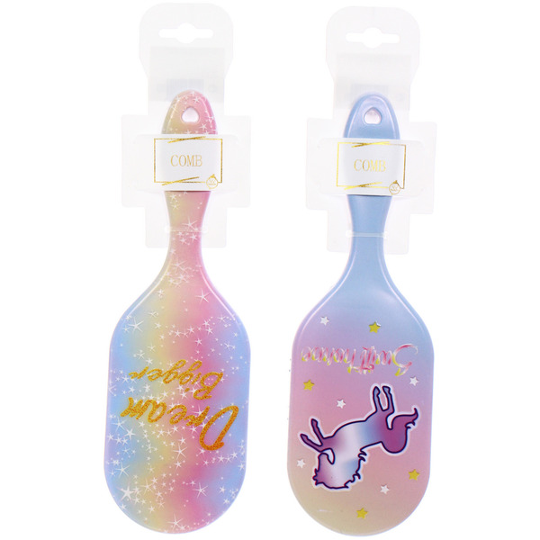 Расческа массажная овальная "ТВОИ МЕЧТЫ", микс 4 дизайна, 23*7,5см (PVC подвес)