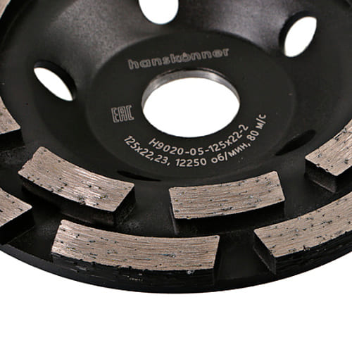 Чашка алмазная шлифовальная Eхtreme 125х22мм, 2 ряда Hanskonner H9020-05-125х22-2