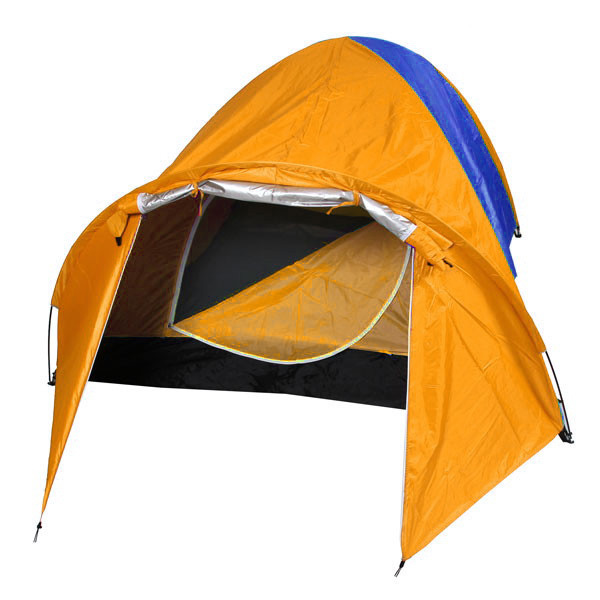 Палатка туристическая Кама-4 двухслойная, (240+80)*210*130 см, цвет оранжево-синий