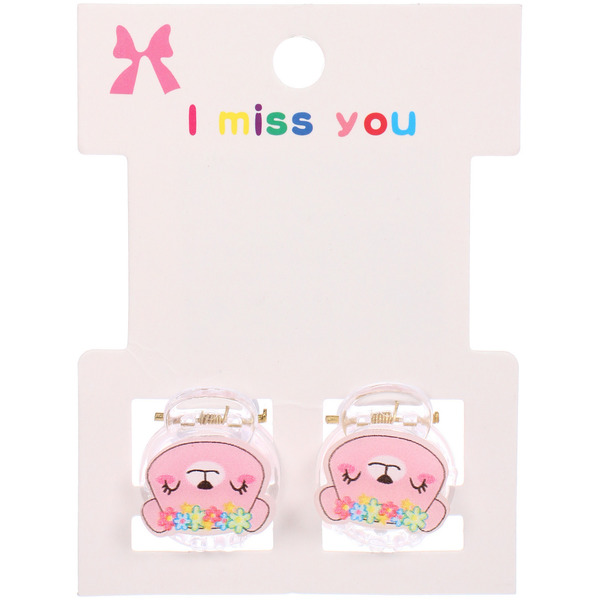 Заколки – крабы детские для волос 2шт на блистере «МАРЦИПАН», Мишка, 1,2см