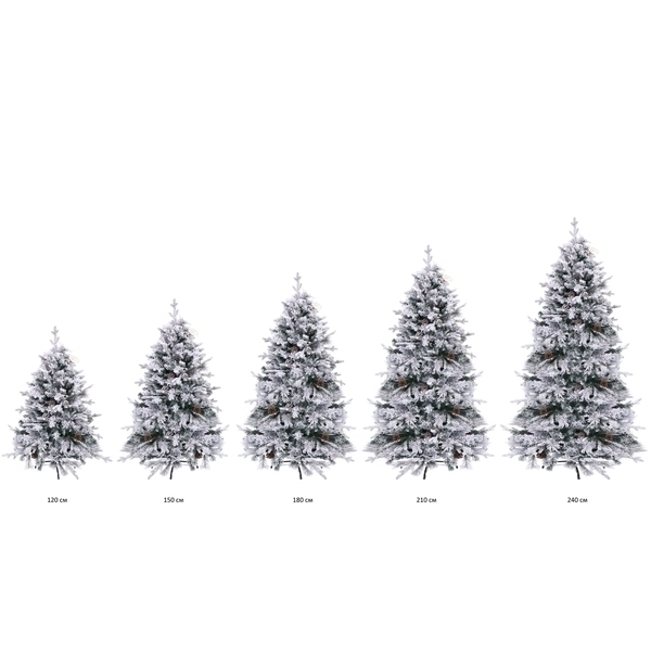 Елка "Заснеженная принцесса" 180 см, ПВХ, леска, резина с белым напылением (838 веток)