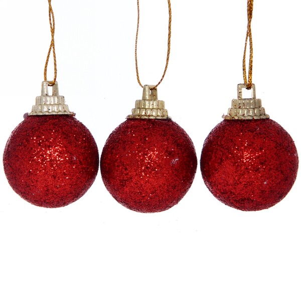 Новогодние шары 3 см (набор 9 шт) "Блестящее напыление", красный