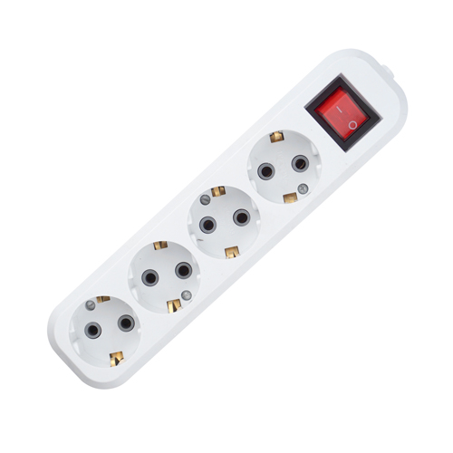 Колодка для удлинителя с выключателем 4-Е с/з 10А 2500ВТ АБС-пластик, 1/50