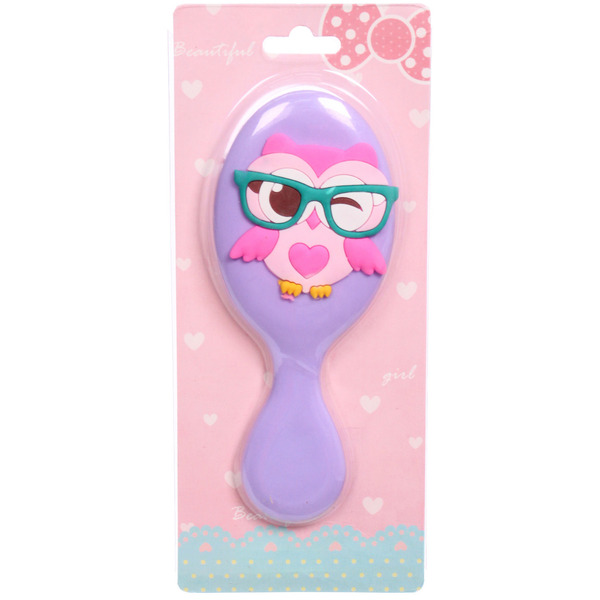 Расческа массажная детская "МИЛА", сова, цвет фиолетовый, 14*5,5см (блистер)