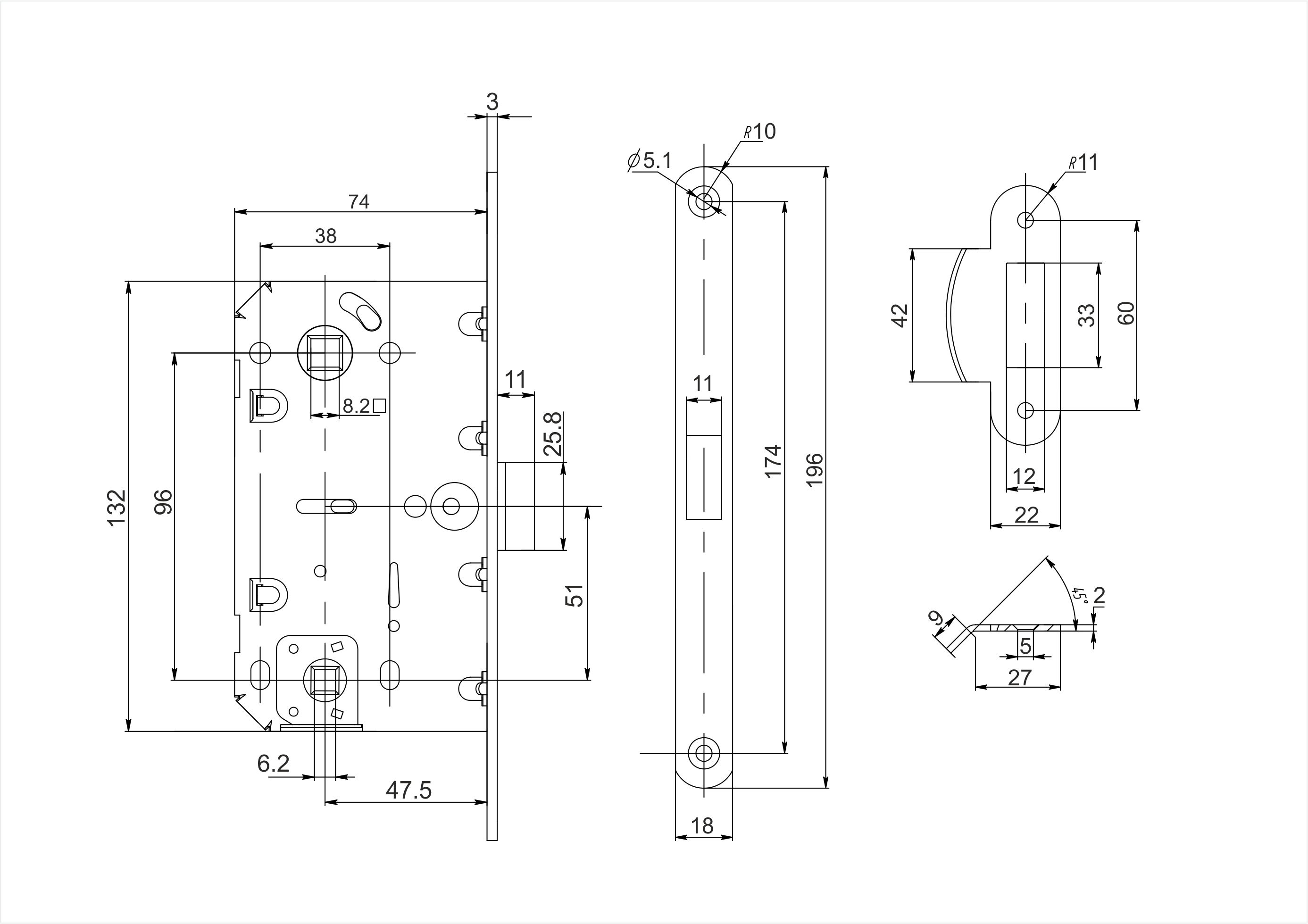 Рязань ЗЩД-96 с фикс. хром 81607 м/о 96 мм защелка (30) 