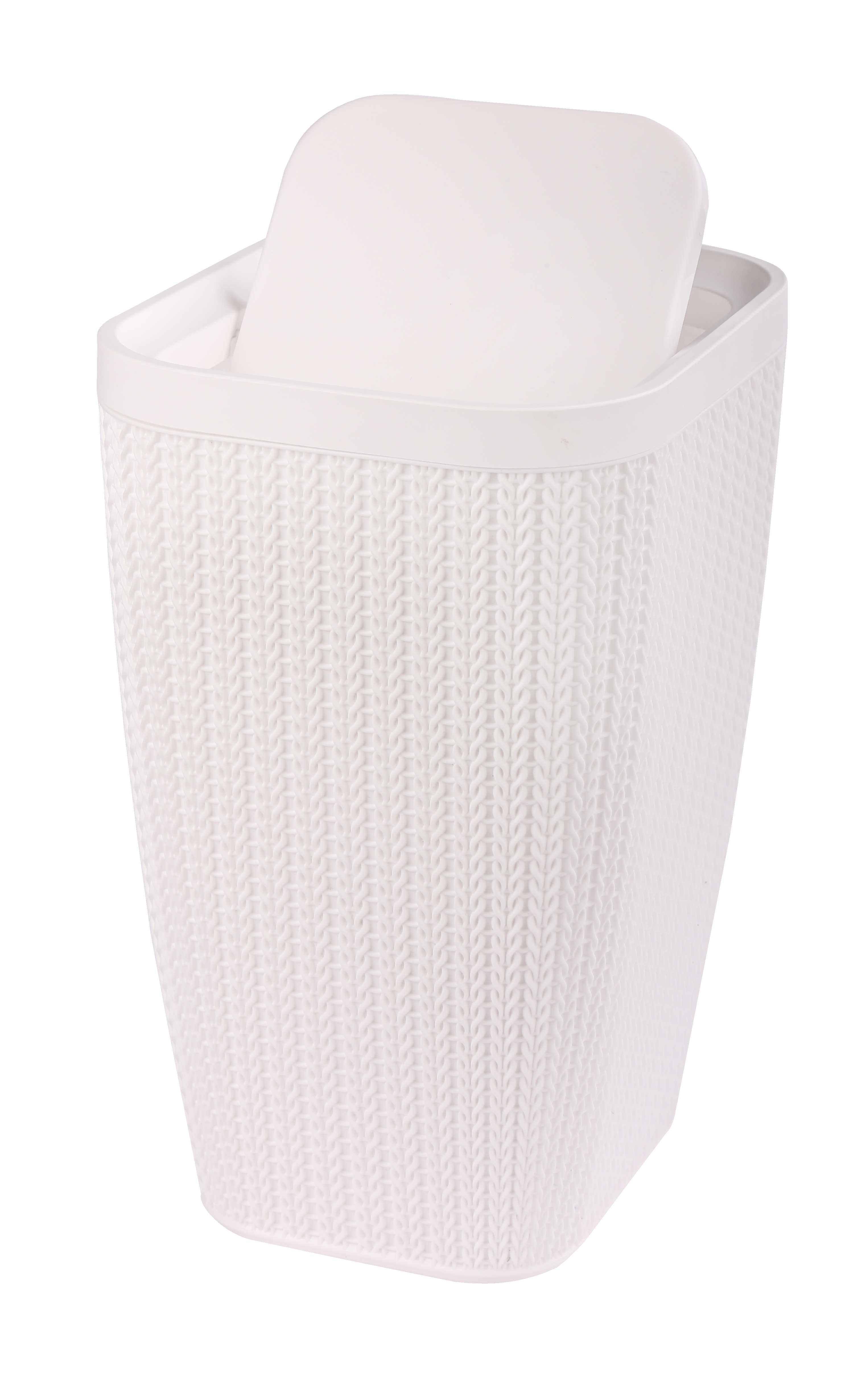 Контейнер д/мусора, Вязаное плетение, 10л, белый