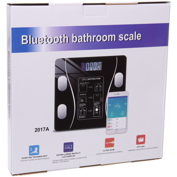 Весы напольные электронные "SMART - Style" 28*28*0,5 см, bluetooth (работает от 2хААА), Черный