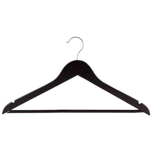 Набор вешалок деревянных с перекладиной, 3 шт, черный