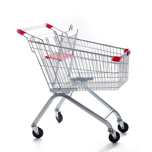 Тележка покупательская Shols 240 л с дет.сиденьем серия АТ красный пластик НЕВОЗВРАТНЫЕ  (имеются следы эксплуатации)