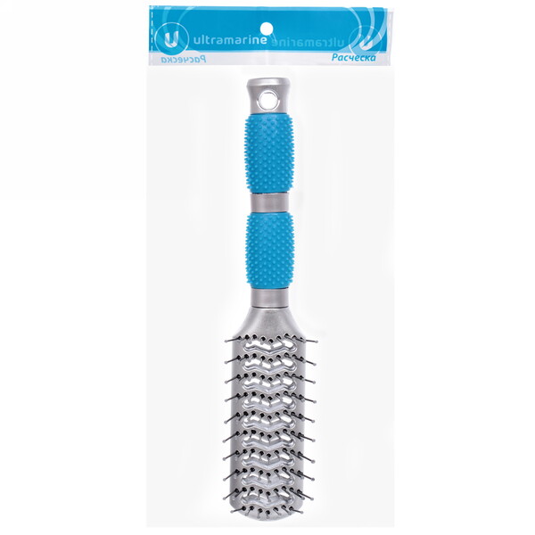 Расческа массажная "Lavanda", вентиляционная, цвет ручки голубой, 23,5 см