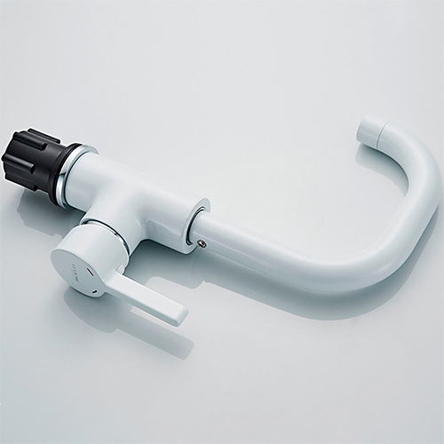 Смеситель для раковины LEDEME L1099W, с гайкой, картридж 35мм однорычажный, короткий излив, белый (1/10)